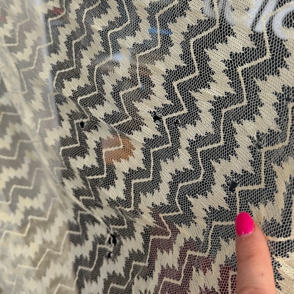 VTG Handmade Patchwork Quilt 42x86 Plaid Floral Fabric Lace Embroidery Cottage - Picture 14 of 15